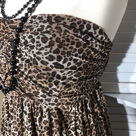 Vintage Y2K Pure Energy Animal Print Chiffon Strapless Brown Black 4X - Picture 6 of 12